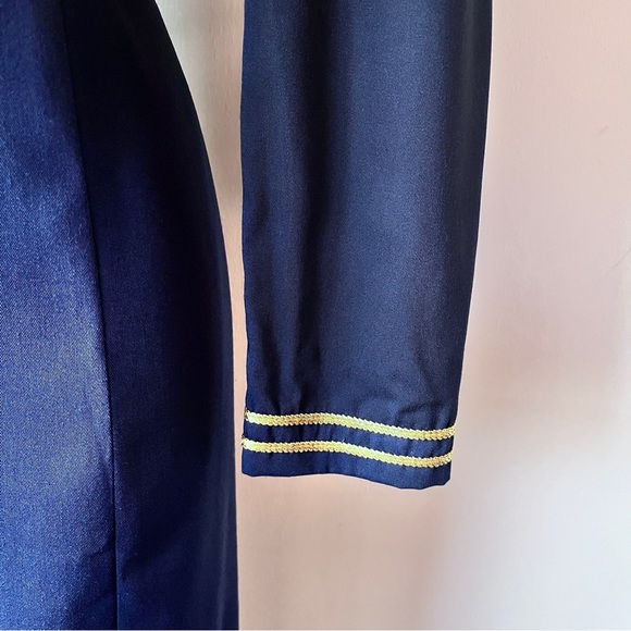Vintage 80s Jessica Howard Military Flight Attendant Dynasty Navy Dress - Picture 6 of 12